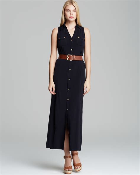 michael kors maxi dress with gold buttons|Michael Kors sleeveless maxi dress.